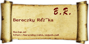 Bereczky Réka névjegykártya